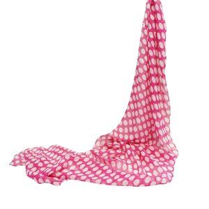 Vintage Pink Polka Dot Sheer Scarf 63"x11" Lightweight Retro Style Accessory